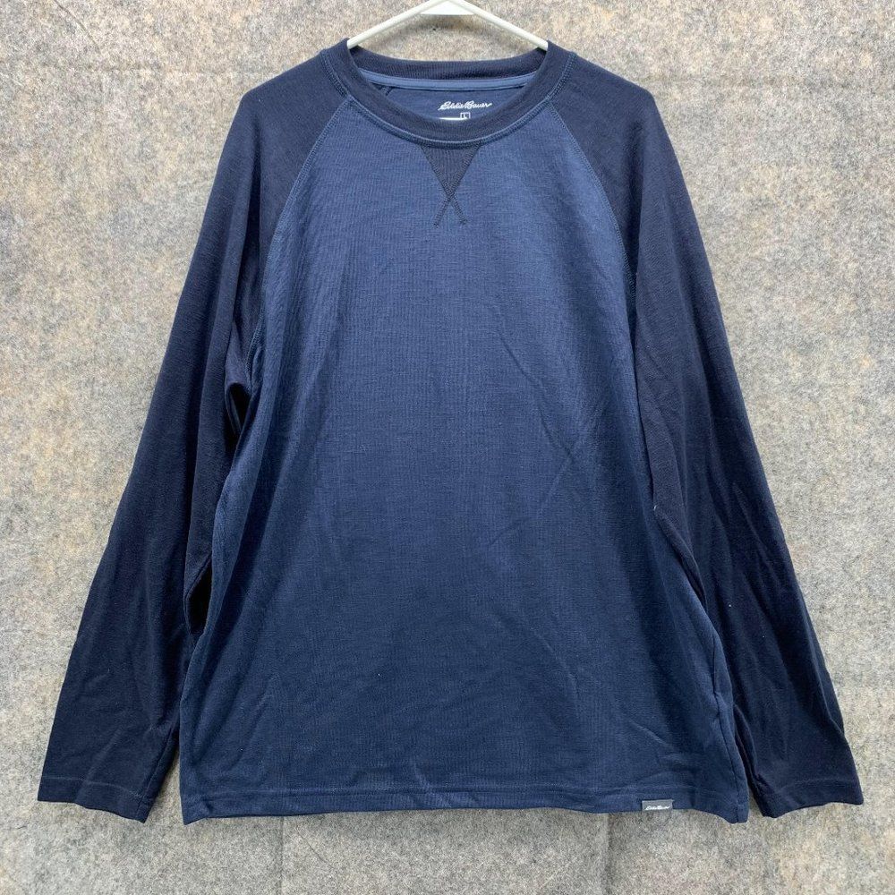 Eddie Bauer Shirt Men's Large Adult Blue Tee Outdoors Polyester Logo - Picture 1 of 12